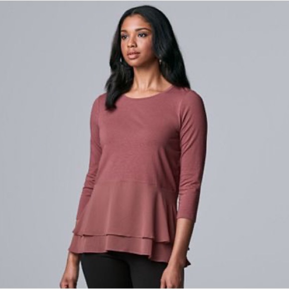 Simply Vera Vera Wang Tops - Simply Vera Vera Wang Three Quarter Sleeve Peplum Tee